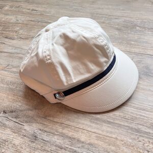 Banana Republic White Newsboy Cap Nautical Baker Boy Hat Y2K Vintage Early 2000s